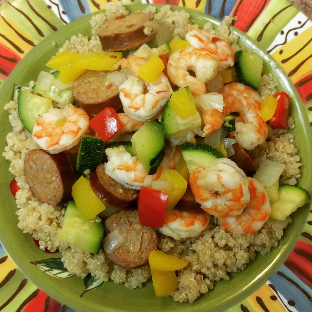 Paleo Shrimp & Sausage Skillet with Lime Quinoa
