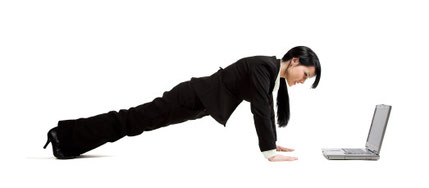 Woman working in a plank