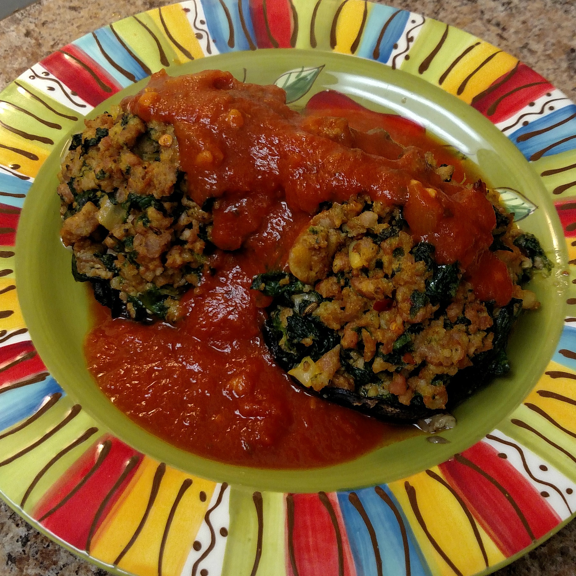 Paleo Hot Italian Sausage & Spinach Portobello Mushrooms