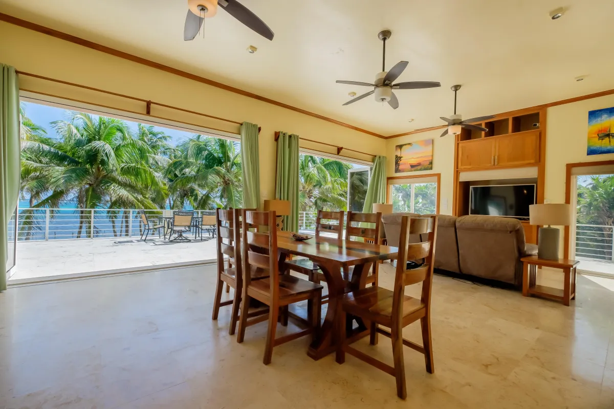 Living Space Opens to Balcony in this Ambergris Caye Vacation Rental