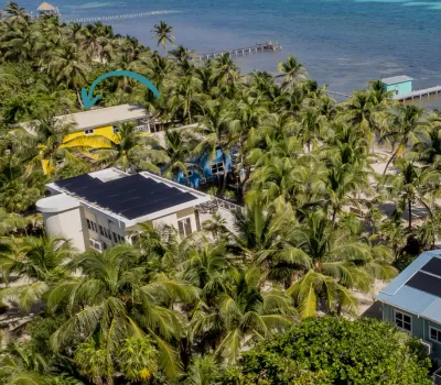 Arrow Points to Nemo's Vacation Rental in Ambergris Caye Belize