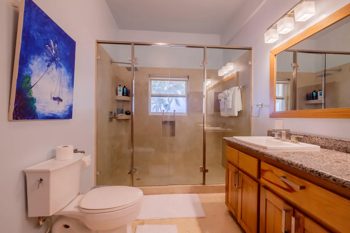 Walkin Shower in Bathroom Ensuite in this Ambergris Caye Vacation Rental