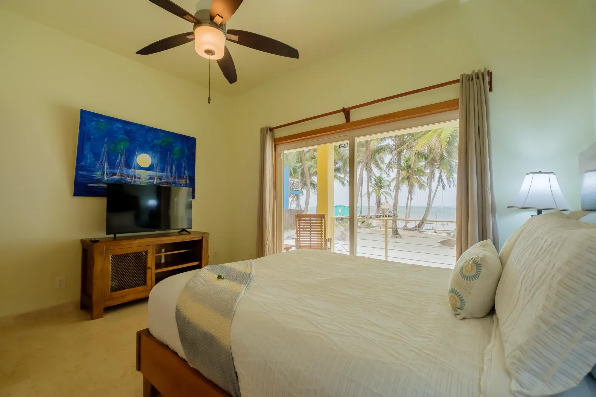 Ambergris Caye Vacation Rental has Bedroom with views of the beach