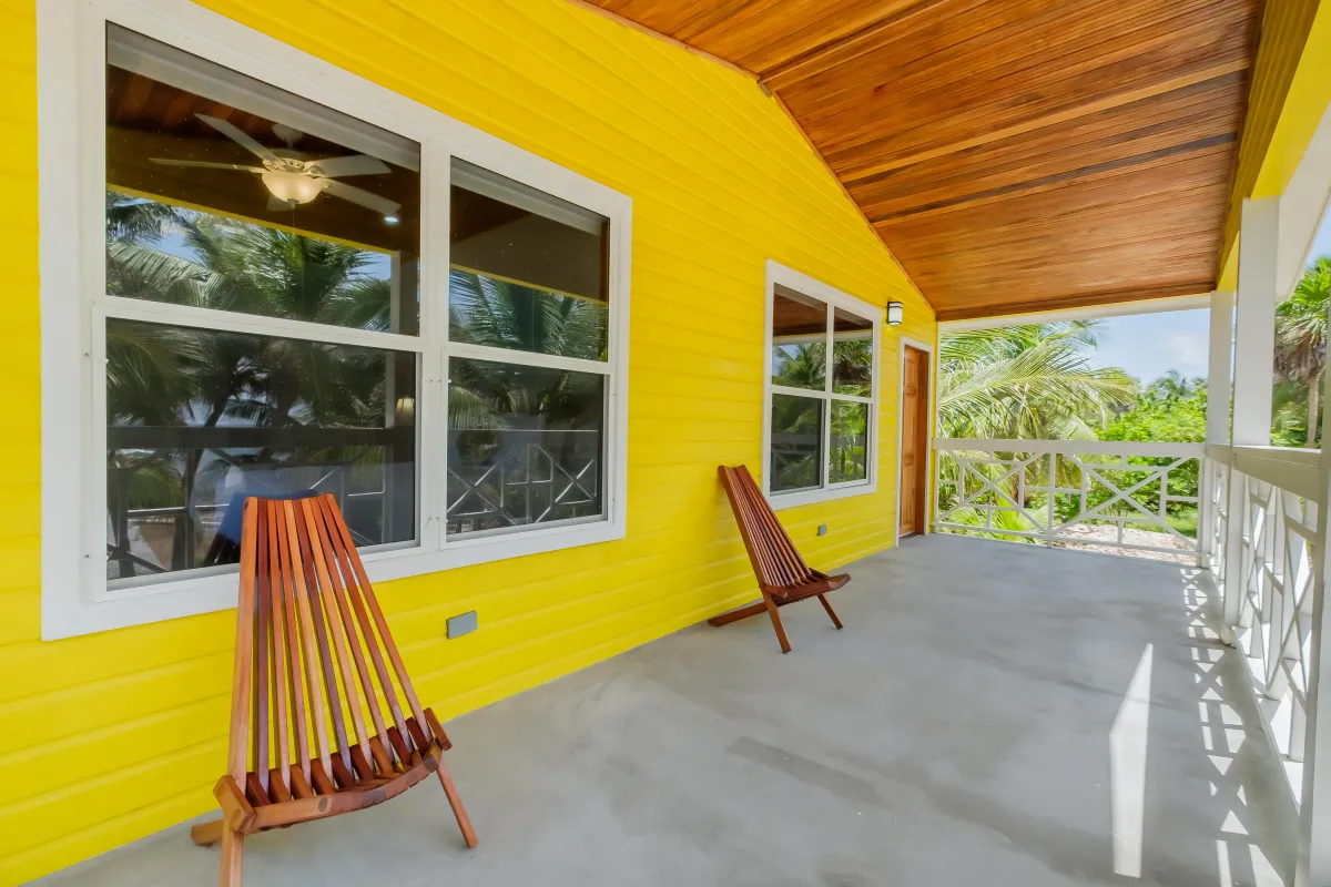 balcony with chairs at vacation rental in Ambergris Caye Belize