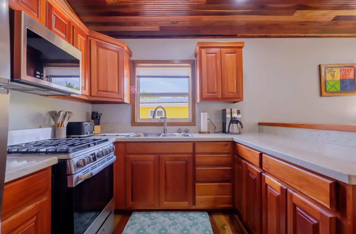 fully equipped kitchen in vacation rental ambergris caye belize