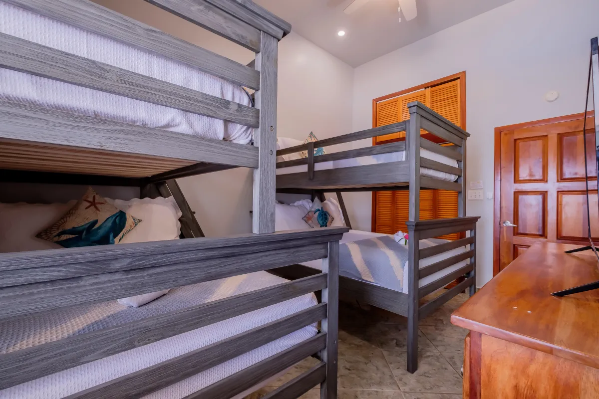 Family friendly vacation rental in Ambergris Caye Belize with 2 sets of bunk beds