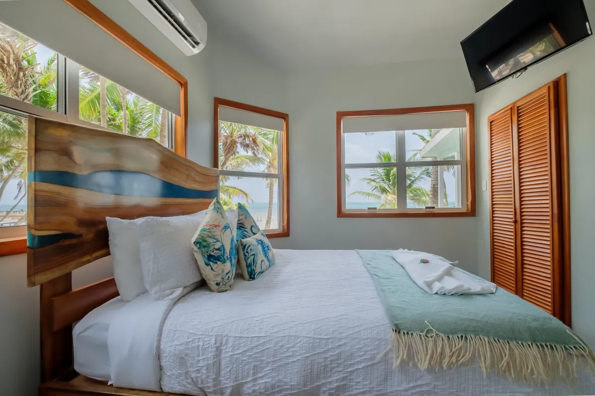 Vacation rental in Ambergris Caye Belize with beach views from bedroom