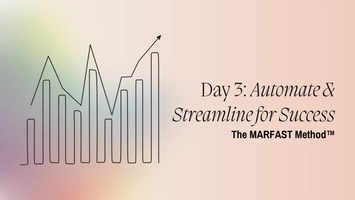 Cover image with gears and tools symbolizing automation and delegation in action, representing Day 3 of the MARFAST Method™ series.