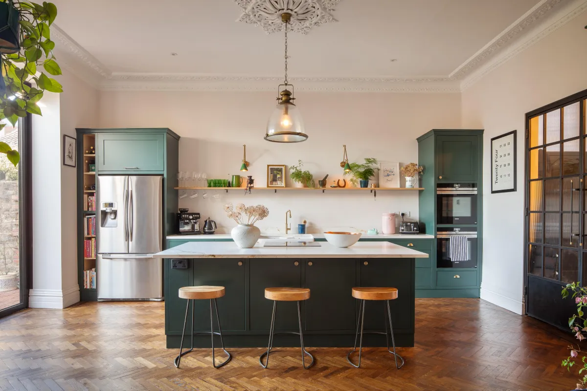 new house renovation showing kitchen and bar table and chair