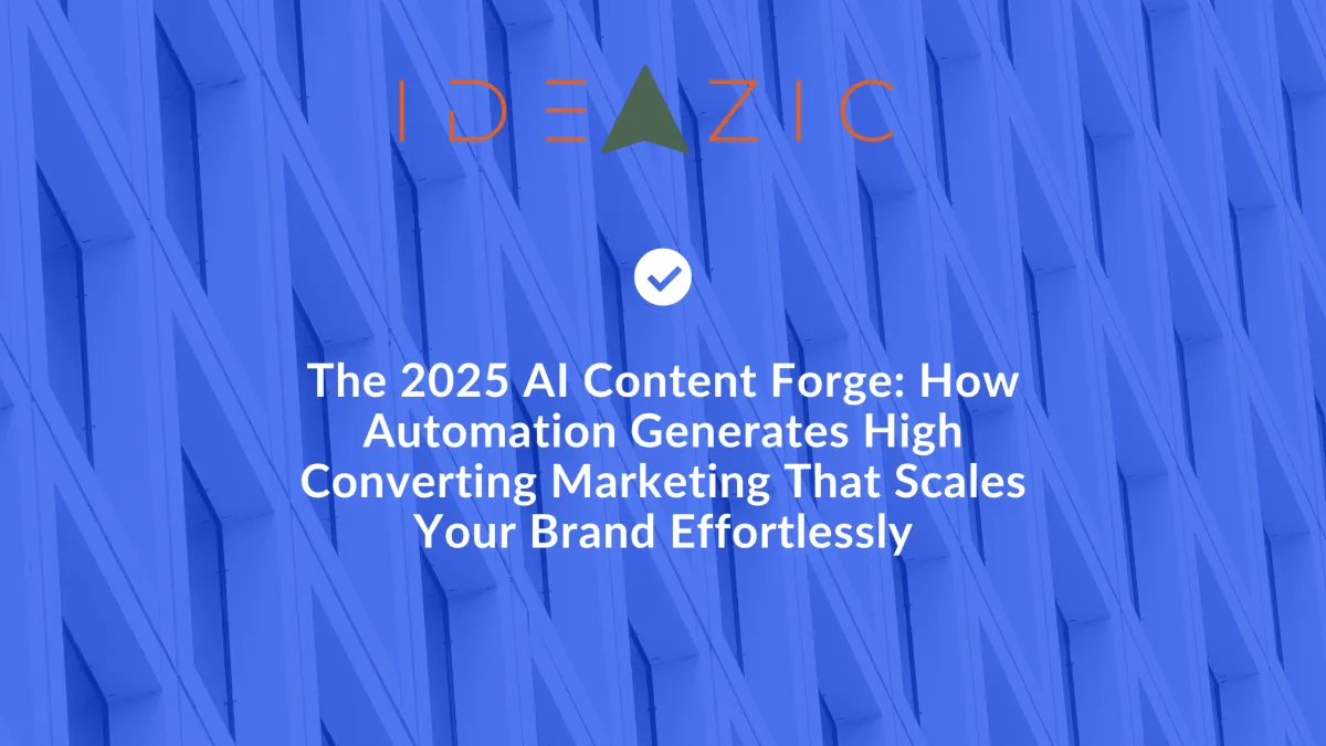 Golden 'Amplify' text with megaphone glow amplify brand reach 50% with Ideazic AI content repurposing engine