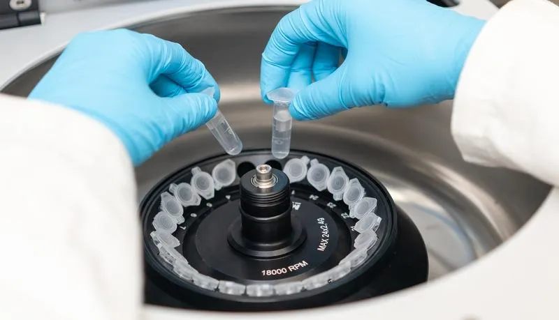 lab tech prepares tissue samples for analysis