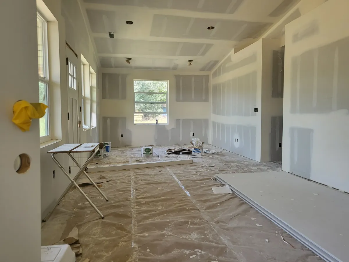 Interior drywall and ceiling work in progress during home renovation by Parker Built Construction in Oregon