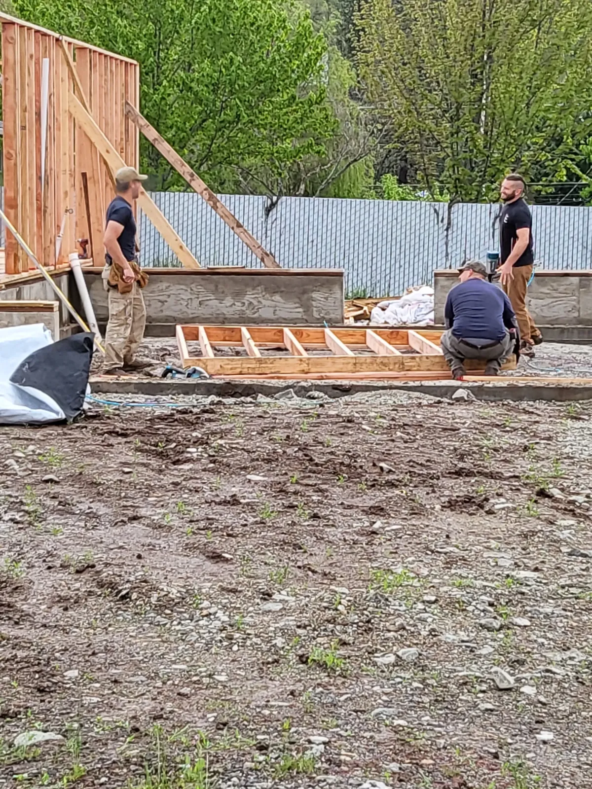 Framing installation for residential home build in Oregon, construction by Parker Built team