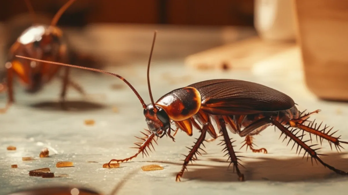 An image of a cockroach in a room