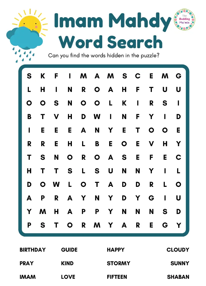 Imam Mahdy Wordsearch