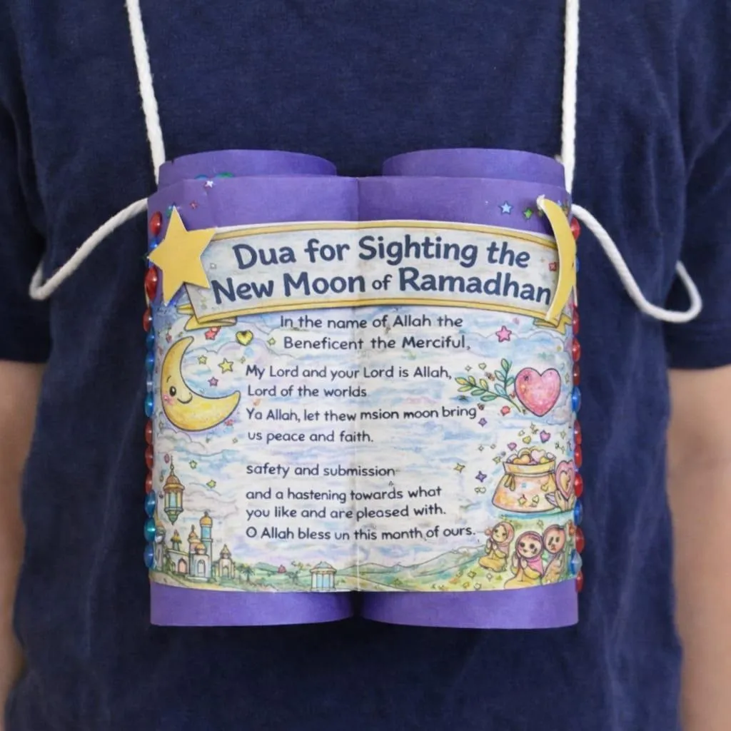 Ramadhan Moon Dua Kids Binocular Craft + Colouring Sheet