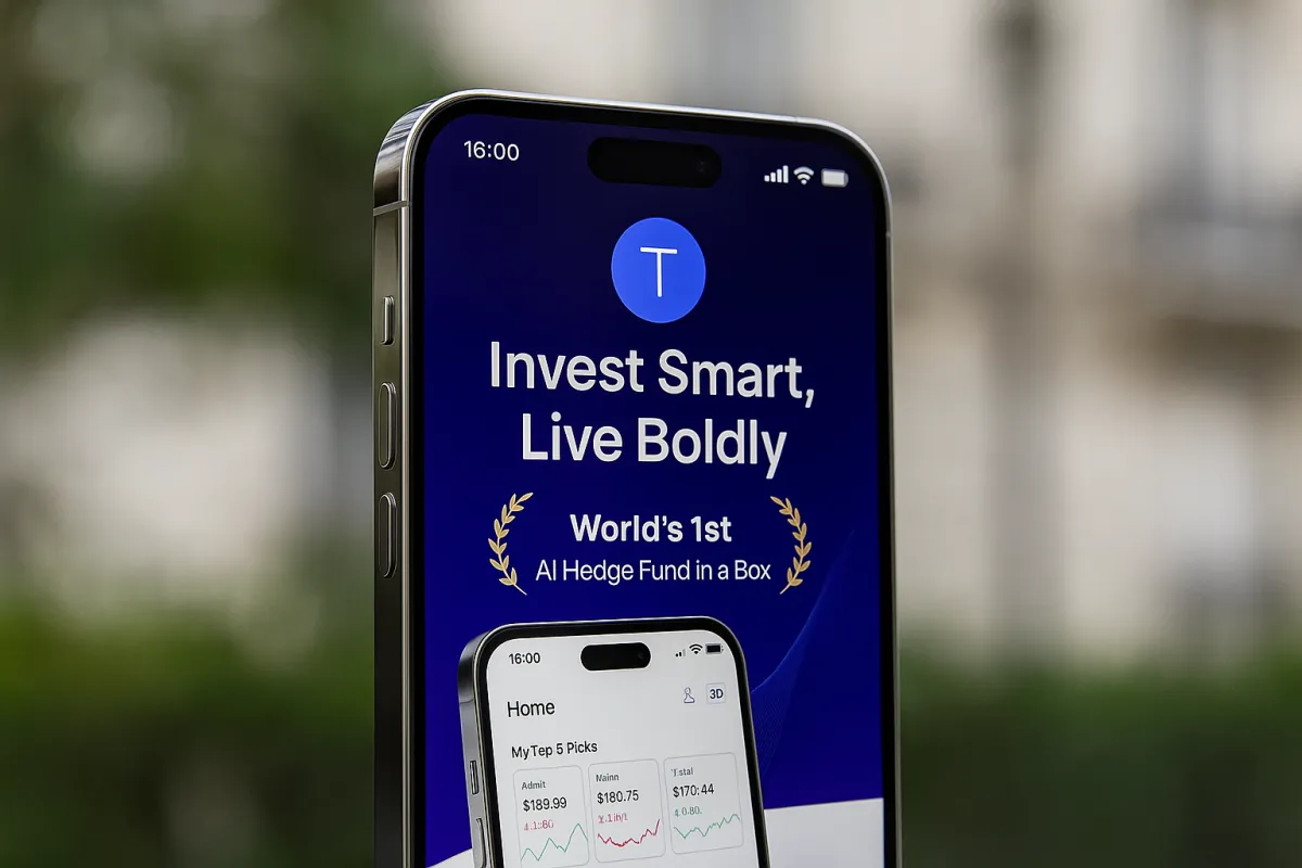 Image of phone showing Invest Smart, Live Boldly