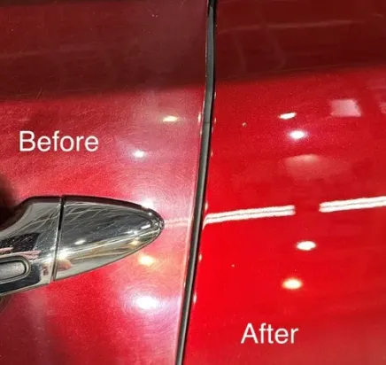 Removal of scratches from red car in Raleigh NC 