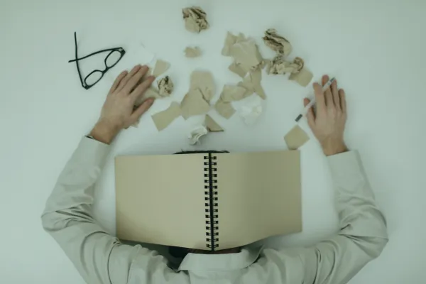 man at desk burnt out