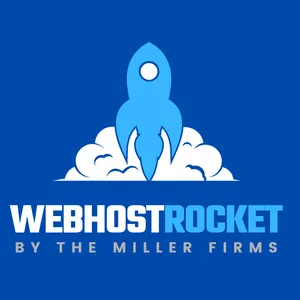 Blue rocket logo launching from a white cloud with the words "Wehost Rocket by The Miller Firms" written underneath