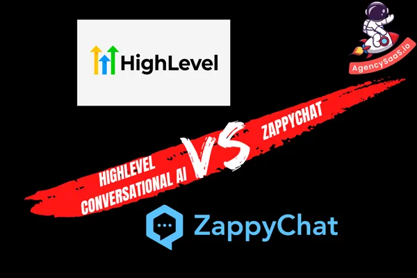 A comparison graphic showing the HighLevel and ZappyChat logos with "VS" text.