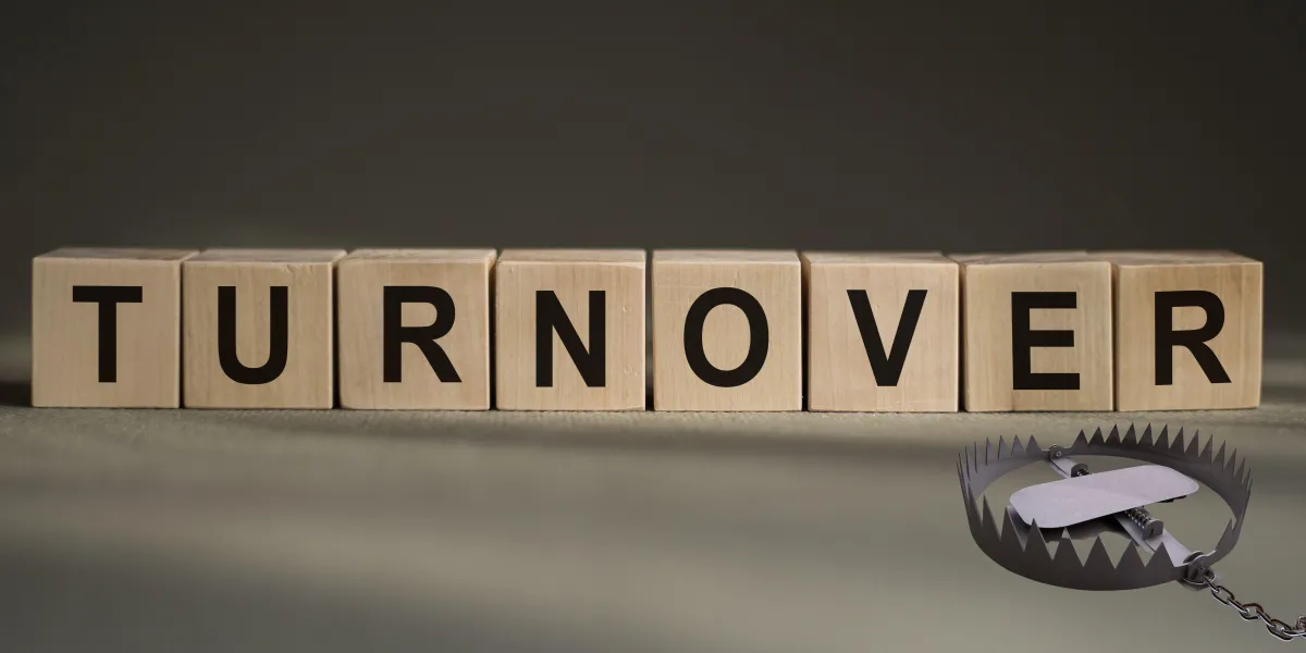 The words in scrabble letters Turnover and a trap