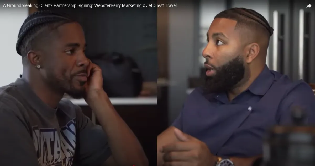 Jonathon Lewis CEO of JetQuest Travel (left) Arias WebsterBerry CEO of WebsterBerry Marketing (Right) Dallas, Texas