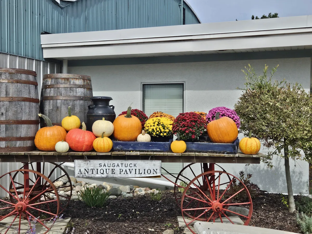 Saugatuck Antique Pavilion wagon with pumpkins
