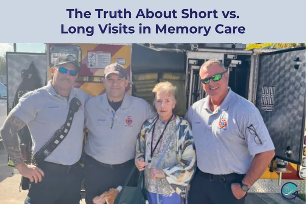 The Truth About Short vs. Long Visits in Memory Care. Resident with Estero Fire Fighters