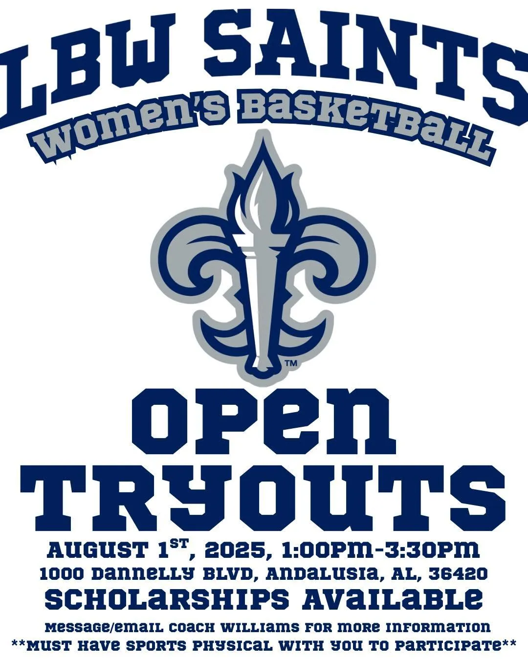 LBW Saints Women’s Basketball Open