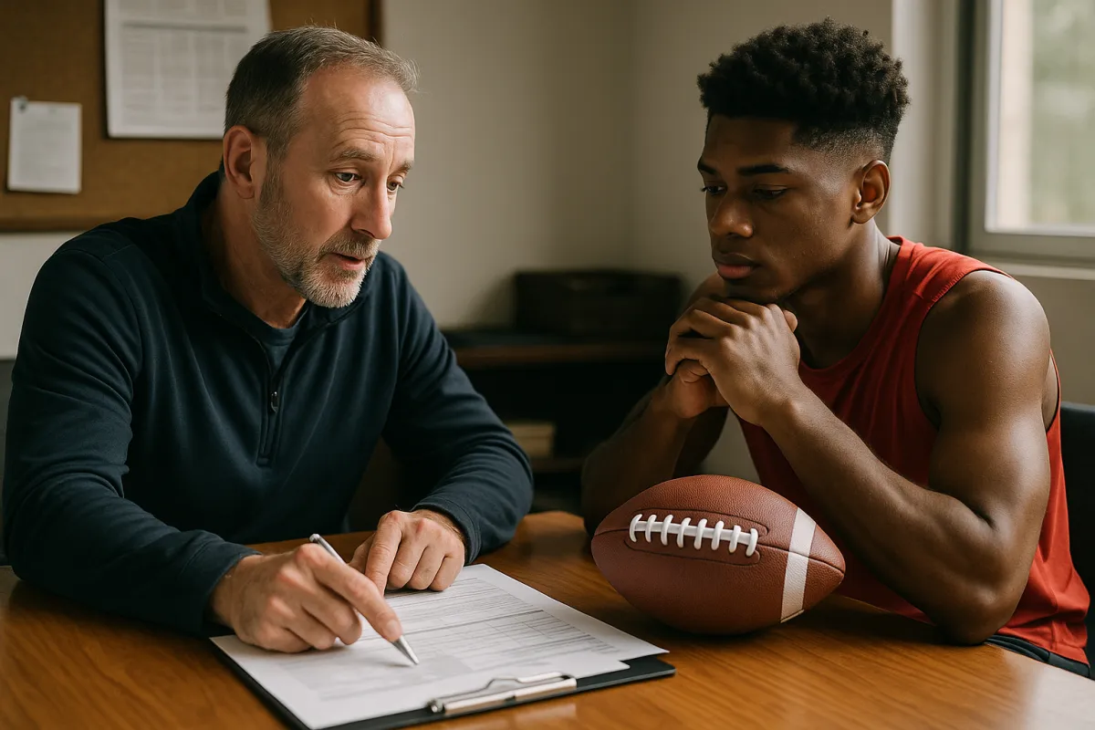coaching talking with student-athlete