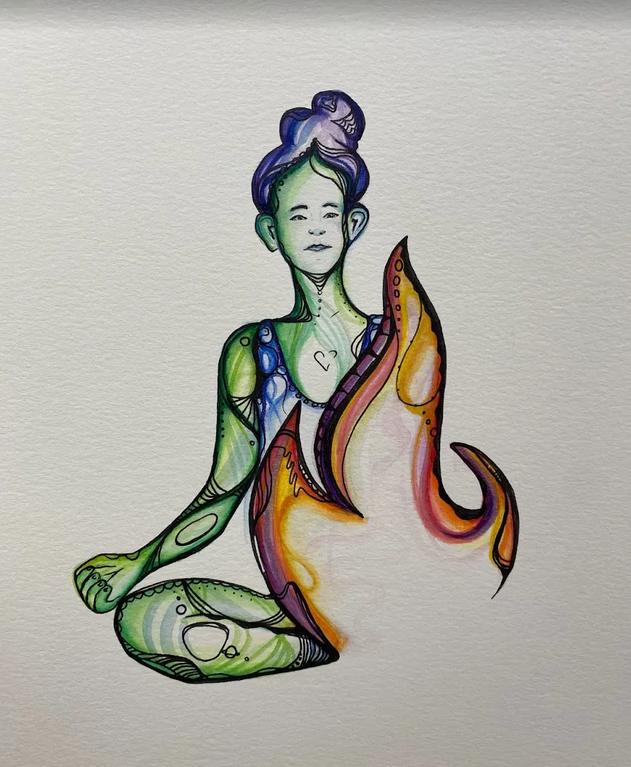 Abstract artwork with layered warm and dark tones, expressive textures, and organic movement, symbolizing creativity as a refining and transformative process.