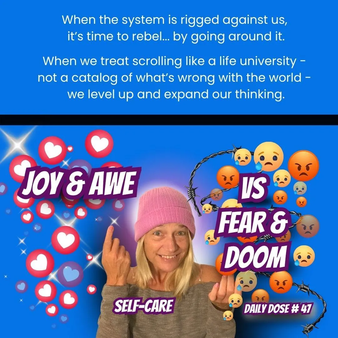 Mental health and social media reminder from Daily Dose of Dawn at dawn about choosing uplifting content over doom scrolling