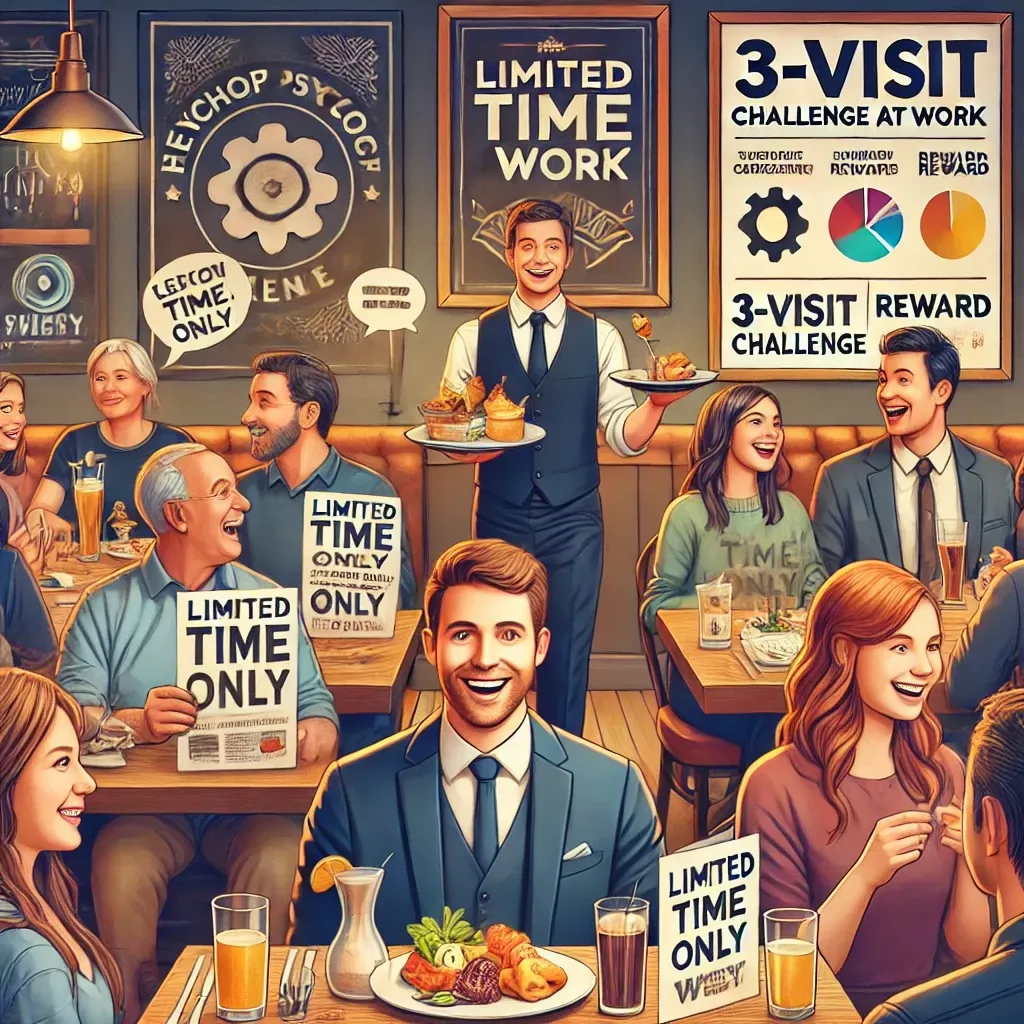 Here's the image for the blog post, depicting the vibrant restaurant scene with psychology principles subtly integrated.