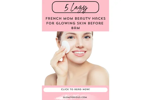 French mom using micellar water in her morning skincare routine.