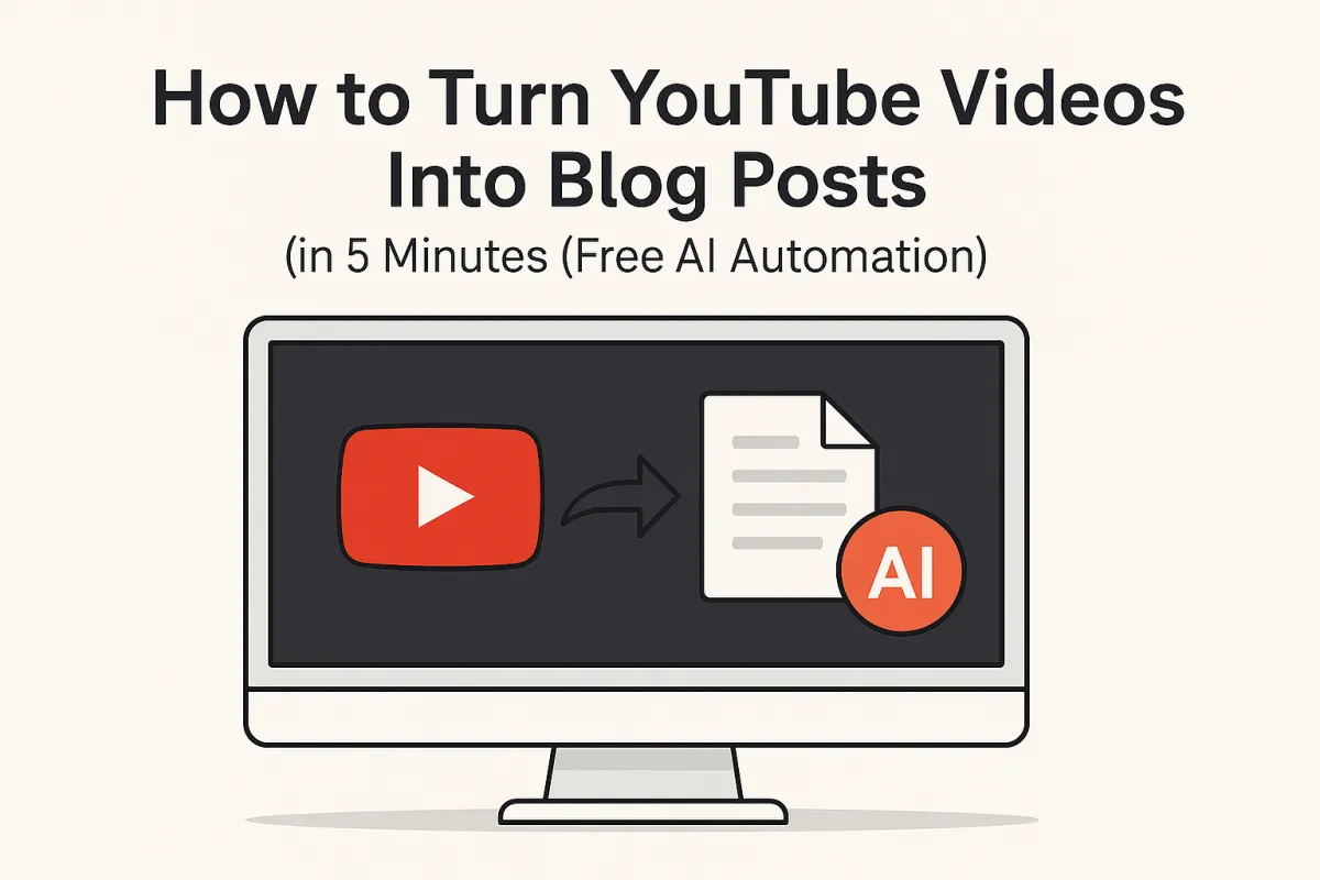 How to Turn YouTube Videos Into Blog Posts in 5 Minutes (Free AI Automation)