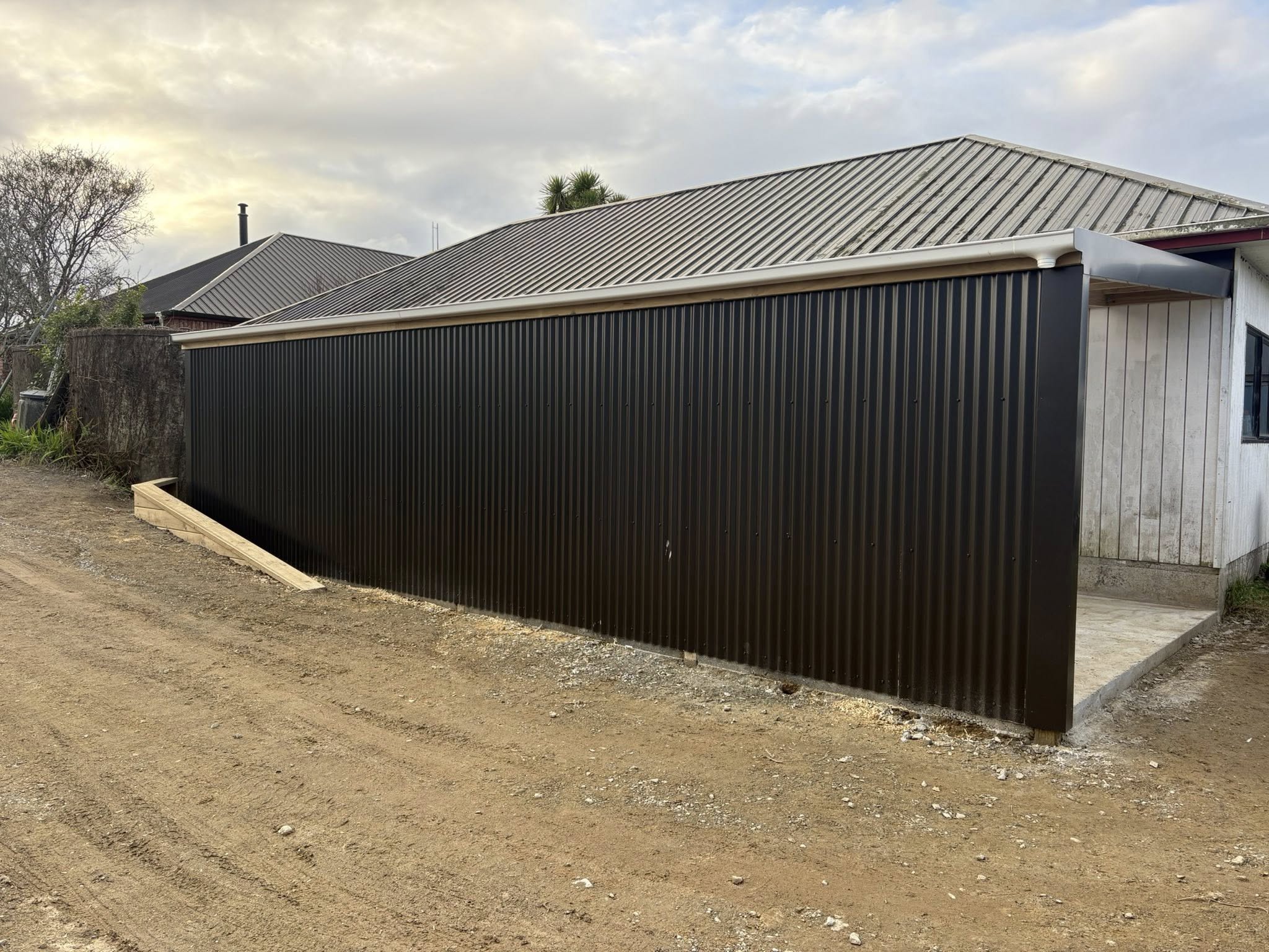Steel clad pole shed or garage build by J Millar Builders Ltd West Coast