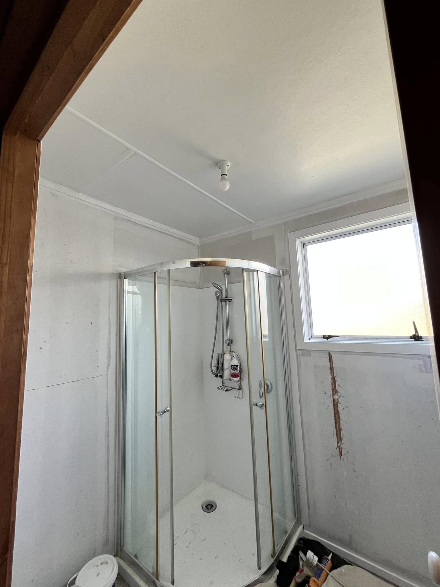 Freshly painted bathroom interior with shower Kaitaia Far North New Zealand