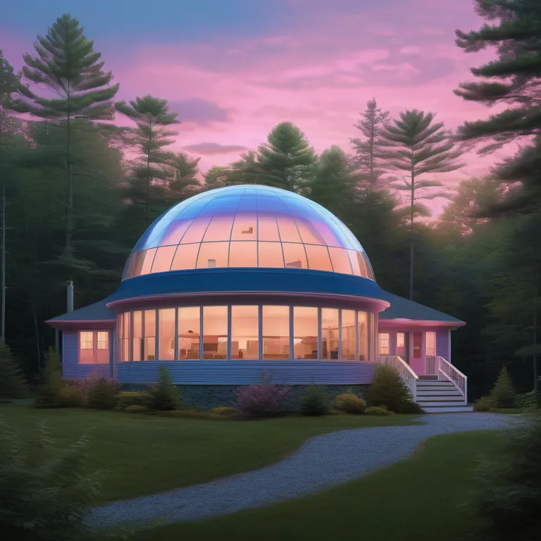 Illustration of a home enveloped by a protective dome at twilight, symbolizing comprehensive insurance.