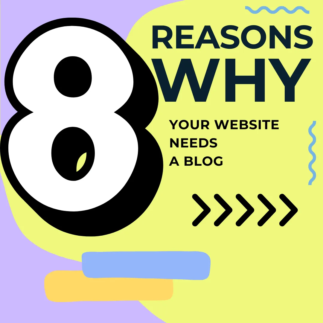 8 reasons why your website needs a blog image with green background and black and white text