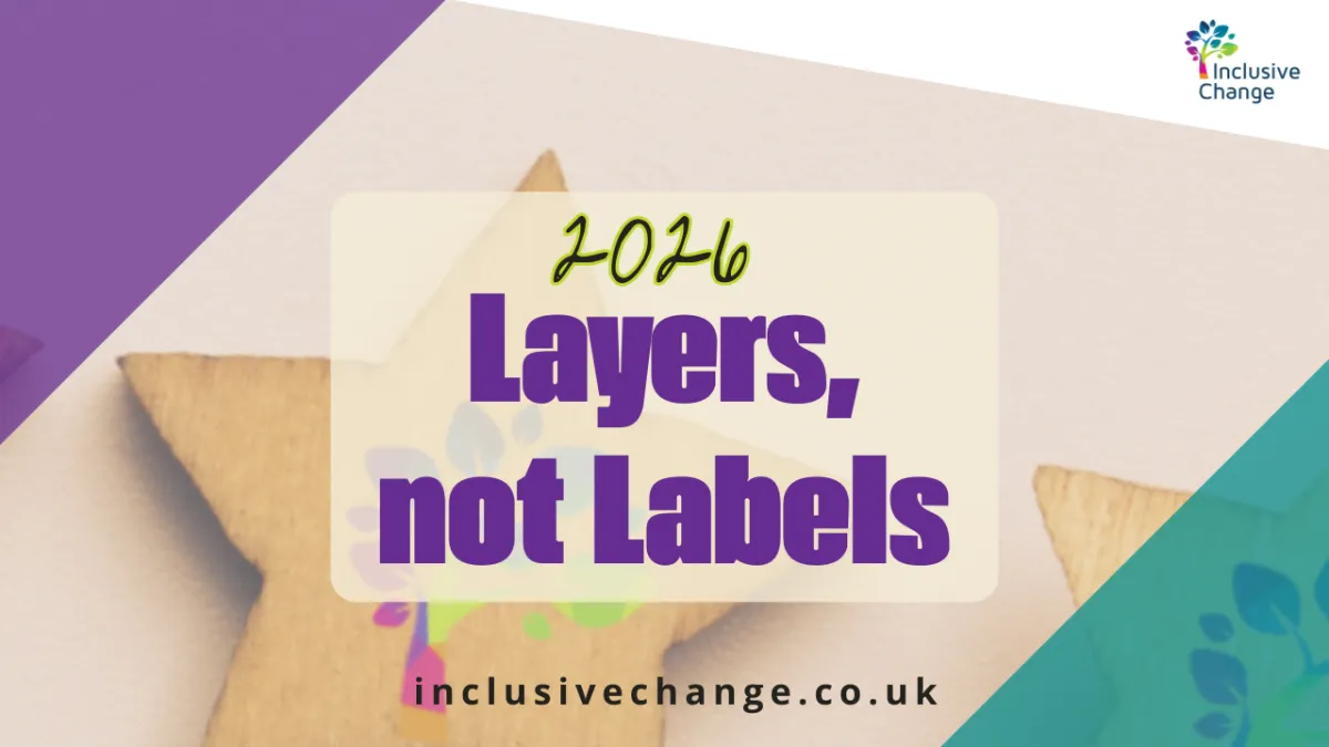 Inclusive Change blog cover image titled “2026 Layers, not Labels”, exploring inclusive connection, community and identity beyond labels.
