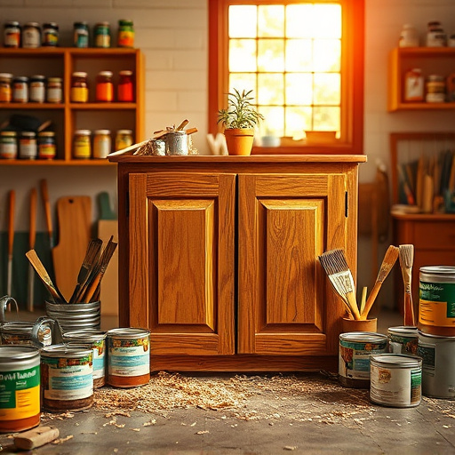 Alt Text: A captivating blog cover image centered on "Best Cabinet Hinges for Heavy Doors," showcasing a partially open antique cabinet with shiny, intricately designed heavy-duty hinges. Surrounding the cabinet are various design tools, including saws, measuring tapes, and paintbrushes, illustrated in an expressionistic style with exaggerated shapes and vibrant brush strokes. The background features a warm workshop setting filled with wood shavings and shadows of large wooden planks, with sunlight streaming through a dusty window. A professional yet approachable mood is conveyed, enhanced by whimsical elements like a playful squirrel peeking from behind the cabinet and a colorful bird perched on a nearby shelf. The color palette blends deep earthy tones, such as rich browns and warm golds, with playful splashes of color like teal and bright orange, inviting exploration into the world of cabinet hardware.