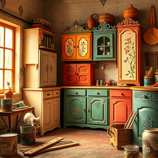Alt text: "A vibrant pop art style blog cover image illustrating 'Professional Cabinet Carpenters in Allen, Texas.' It features a bustling workshop with colorful cabinet designs and tools like saws and hammers, arranged in an organized chaos. Oversized cartoon-style wood grains swirl around the cabinets, enhancing the playful tone, while a quirky wooden owl in a carpenter's hat symbolizes wisdom in woodworking. The bright backdrop showcases the Allen skyline, merging local identity with craftsmanship. Bold colors of red, yellow, and blue create an inviting atmosphere. Fun graphic-style speech bubbles with woodworking puns like 'Crafted with care!' add personality, and dynamic diagonal lines suggest carpenter activities, celebrating the artistry of cabinet making."