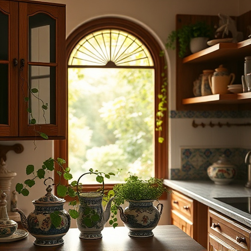 A vibrant blog cover image portraying a whimsical hardware shop in Frisco, Texas, filled with an eclectic assortment of unique cabinet knobs and handles, showcasing vintage and modern designs alongside playful shapes like animals and abstract forms. The scene features a kaleidoscope of colors, warm woods, and gleaming metals, contrasted against cheerful geometric-patterned wallpaper. Hints of a charming Texas landscape are visible in the background, with subtle bluebonnet flowers and distant roads, while golden light filters through the shop's windows, creating an ethereal glow. Quirky details, including a whimsical talking tool mascot and a vintage typewriter beside a bright color swatch, add humor and personality. The Art style combines surrealism with rich hues of deep blues, browns, and sparkly metallics, inviting viewers to visualize their ideal cabinet spaces and appealing to both DIY enthusiasts and design professionals.