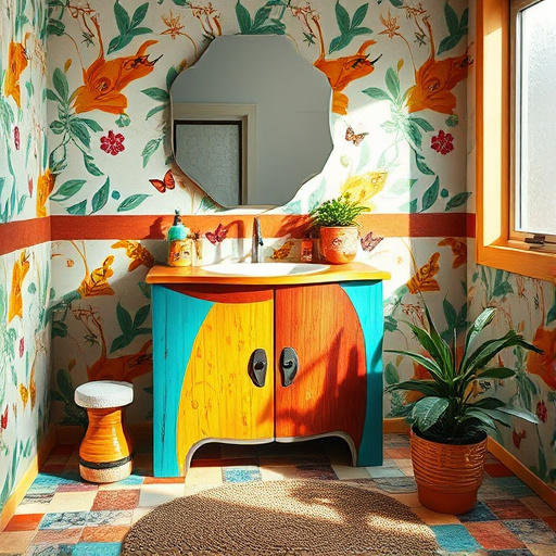 Vibrant PopArt blog cover image centered on "How to mix and match cabinet hardware," featuring a lively kitchen scene. An array of eclectic cabinet knobs and pulls in various shapes and sizes, rendered in bold colors like electric blue, sunny yellow, and cherry red, creates a sense of playful chaos. The background showcases stylized kitchen cabinets in contrasting hues with a glossy finish, enhancing the allure of the hardware. Oversized, cartoonish utensils, including a giant fork and spoon, lean against the cabinets, playfully judging the hardware choices. The scene is lively and inspiring, evoking creativity and fun. The floor displays a quirky geometric pattern, while a whimsical illustrated backsplash design features miniaturized misfit knobs and pulls swimming in bright colors, seamlessly bridging the kitchen elements with the subject matter. The entire composition bursts with energy and retro vibes, inviting viewers to explore inventive cabinet hardware combinations.