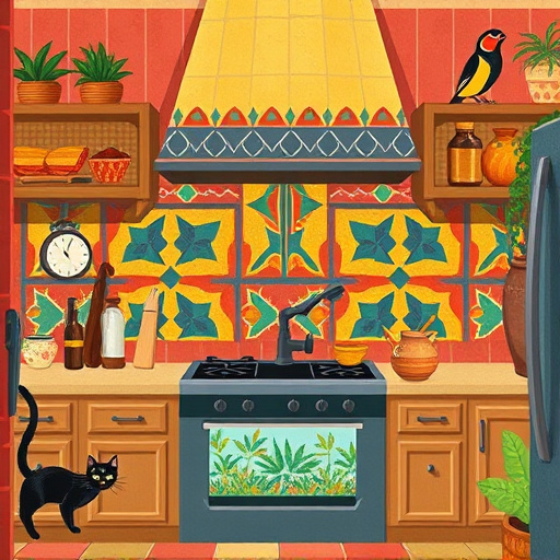 Alt Text: A captivating blog cover image showcasing custom cabinets in Aubrey, Texas, set in a serene workshop filled with elegant wooden cabinetry in warm cedar, oak, and mahogany tones. Playful, anthropomorphic tools like a smiling saw and cheerful hammer engage in conversation amid scattered wood shavings. The background features large workshop windows revealing a sunny Texas landscape with sprawling fields, cacti, and vibrant wildflowers. Hanging light bulbs cast a warm glow over the scene, creating an inviting atmosphere. A small wooden bird perches on one cabinet, and a whimsical signpost pointing to “Cabinet Wonderland” adds charm. The art style reflects ConceptualArt with a balanced color palette of soft earth tones accented by turquoise and mustard yellow, highlighting the craftsmanship and whimsy of custom cabinet making.