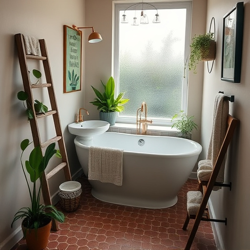 Alt Text: A Baroque-style blog cover image illustrating "Solving Bad Bathroom Lighting Problems." The scene features a lavish bathroom with intricate gold molding and rich velvet drapery, showcasing an ornate chandelier that casts soft, warm light across the space. A playful cat is seen peeking from behind a large, opulent bathtub, while whimsical reflections of light fixtures dance on a lavishly framed mirror. The atmosphere blends sophistication and warmth, with vibrant elements like luxurious tile work, marble countertops, and a rich color palette of deep golds, warm creams, and hints of rich blues, creating a cozy yet regal sanctuary.