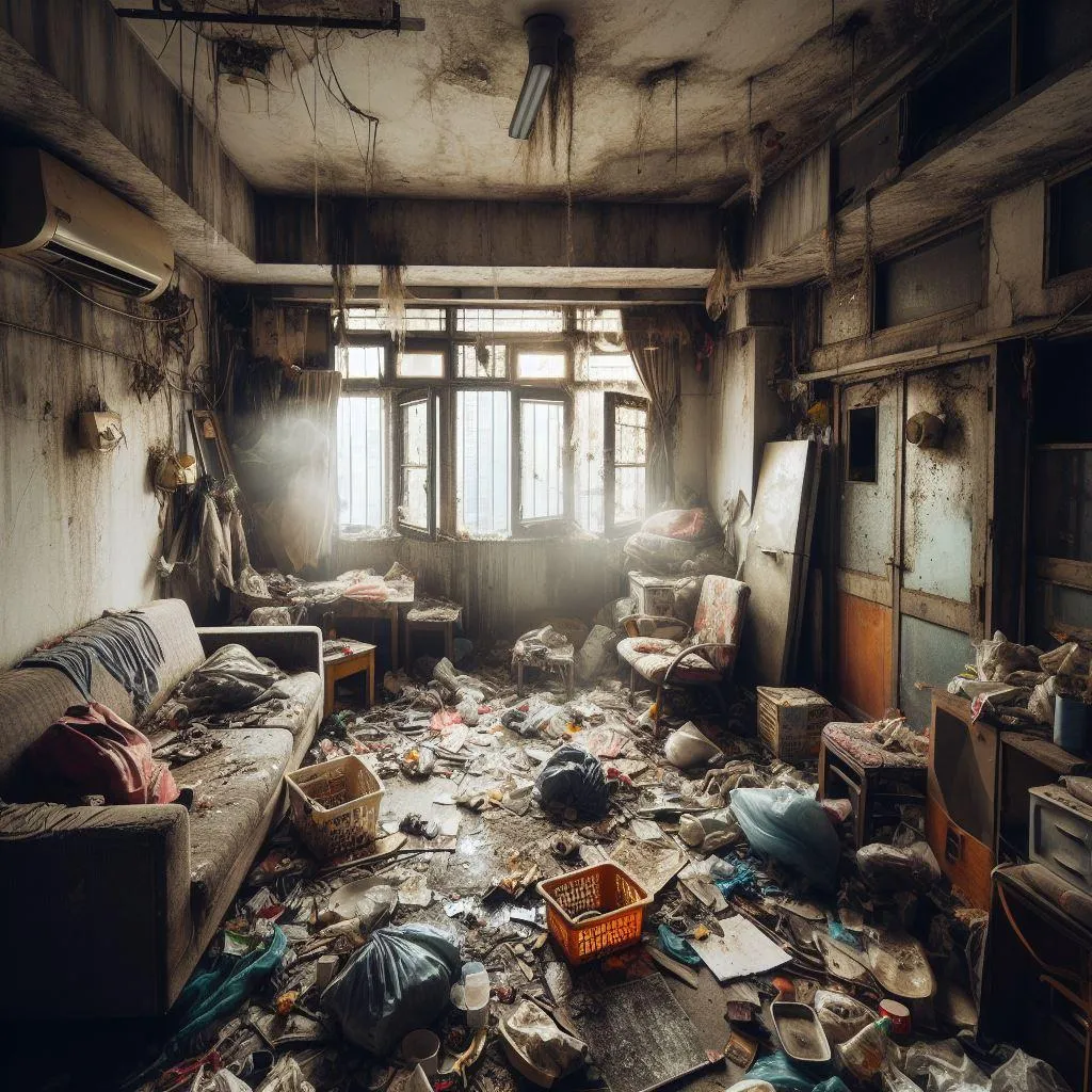 Cleaning a dirty cluttered home
