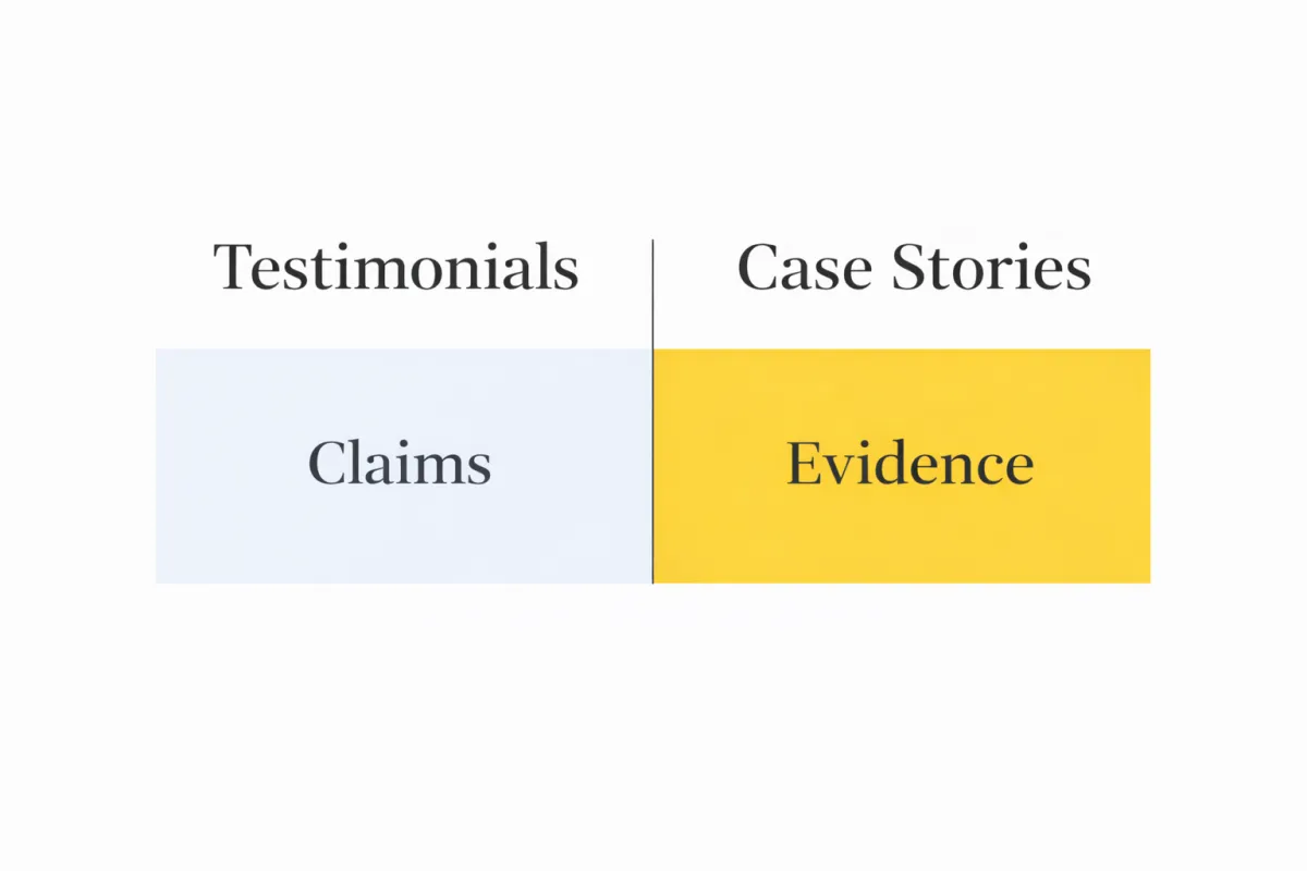 Testimonials Tell. Case Stories Reassure. Here’s the Difference.