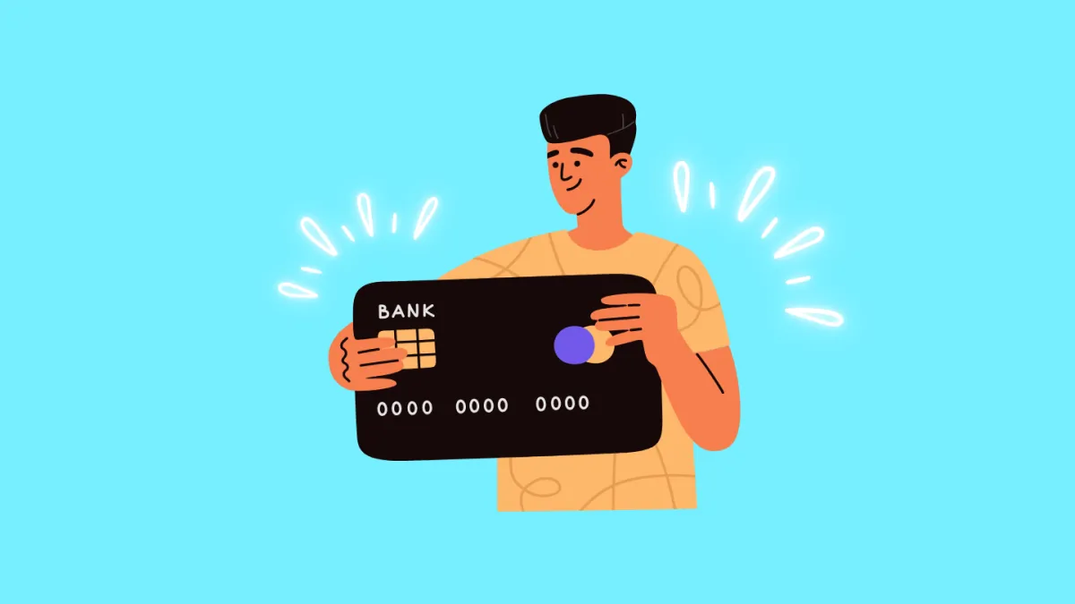 A man holding a credit card against a glowing background, symbolizing the power and advantages of a good credit score.